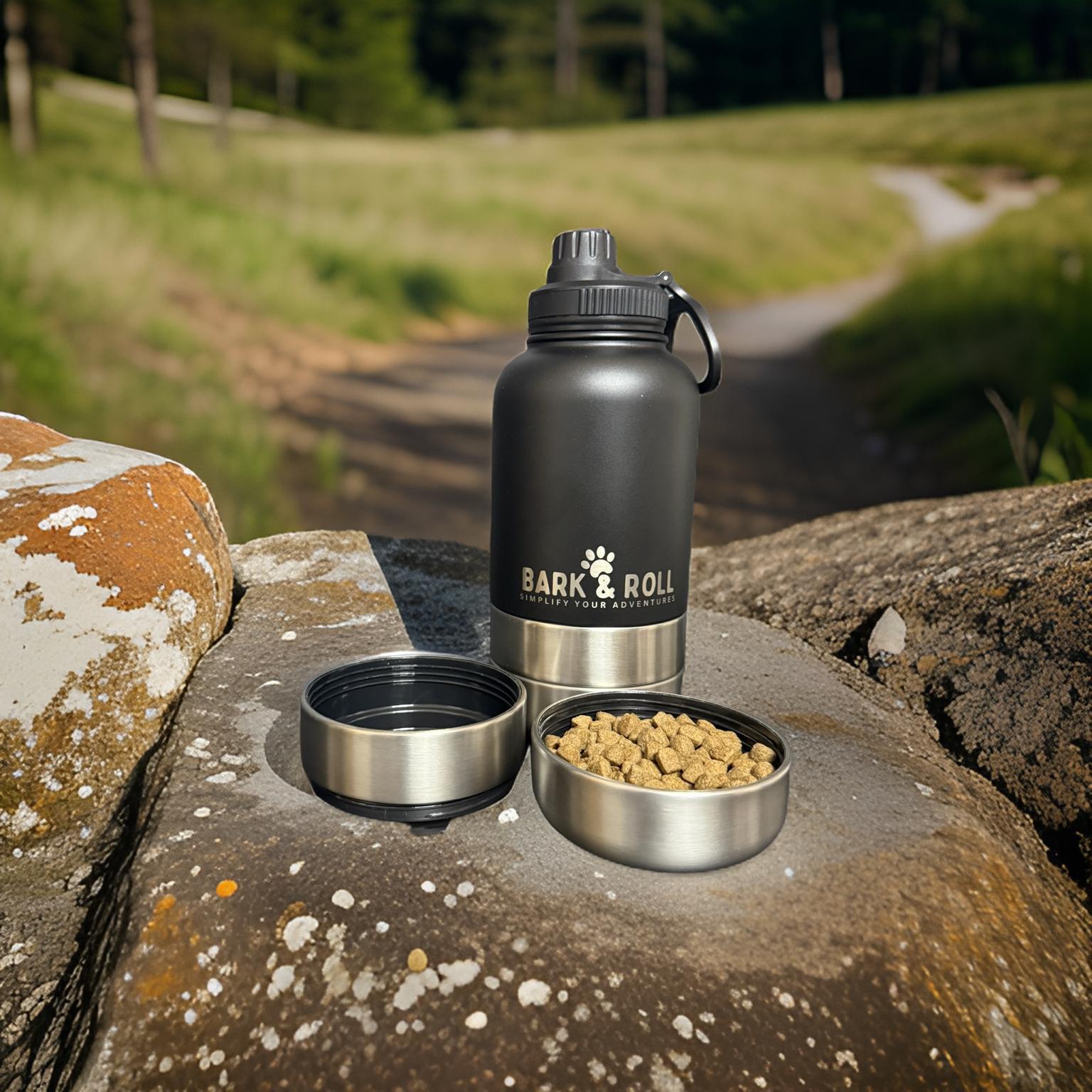 Insulated Stainless Steel Outdoor Dog Bowl and Water Bottle